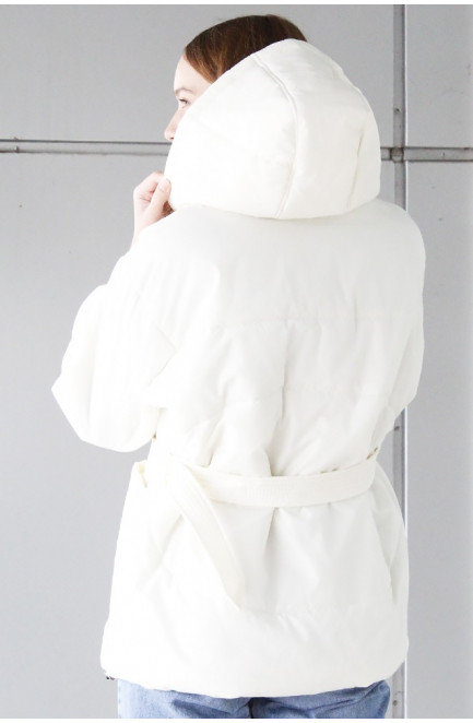 Куртка демисезонная подростковая девочка молочная 123616L