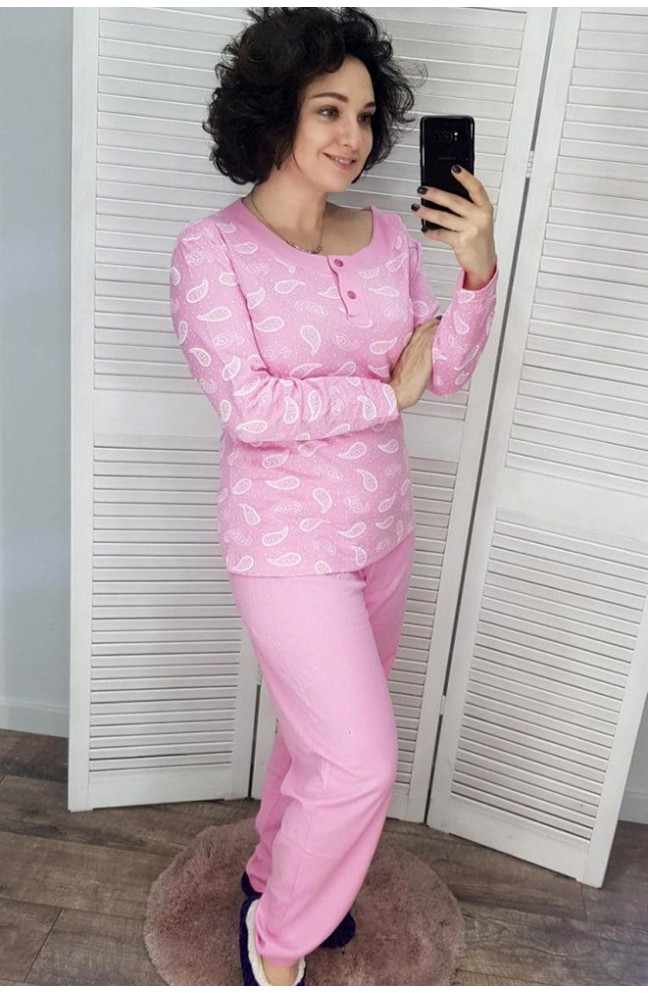 Пижама женская листики розовая L 125184L