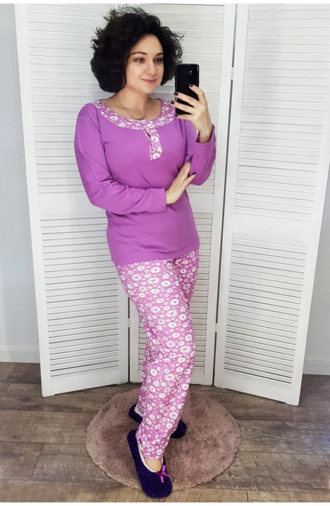 Пижама женская ромашки фиолетовая XL 125162L