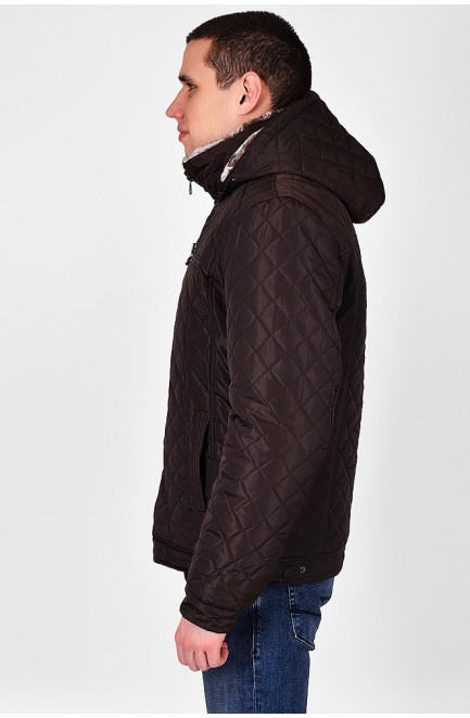 Куртка мужская с капюшоном еврозима коричневая 127287L