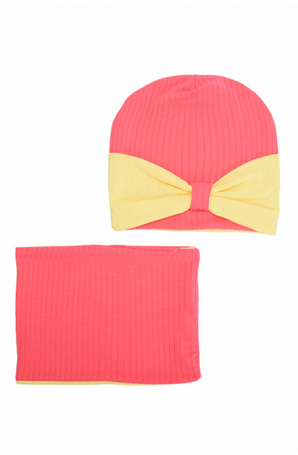 Комплект дитячий шапка + хомут рожевий 122812L