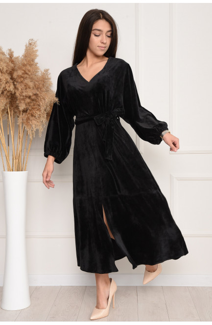 Платье женское велюр черное 130316L