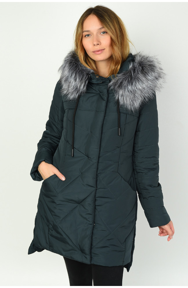Куртка женская удлиненная темно-зеленая размер 44 135699L