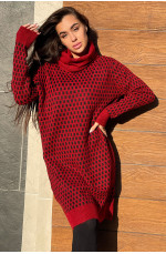 Туника женская вязаная красная 138539L