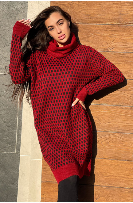 Туника женская вязаная красная 138539L