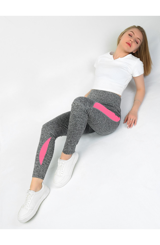 Лосины женские фитнес серые с розовым размер 44-46 139815L