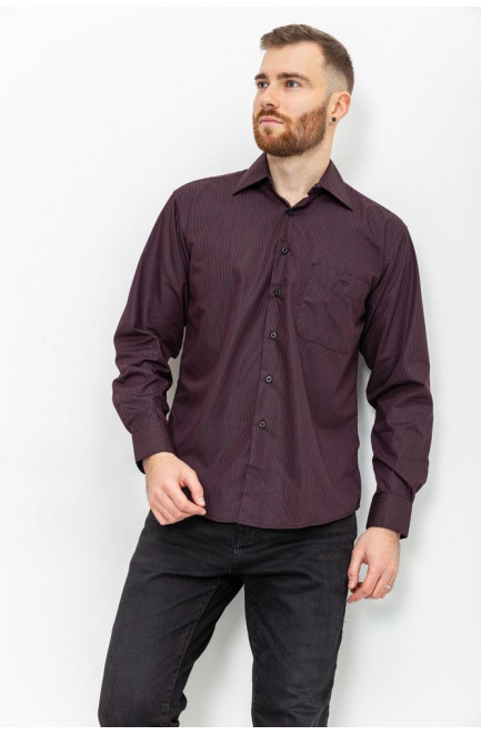 Рубашка мужская черная в бордовую полоску 140132L