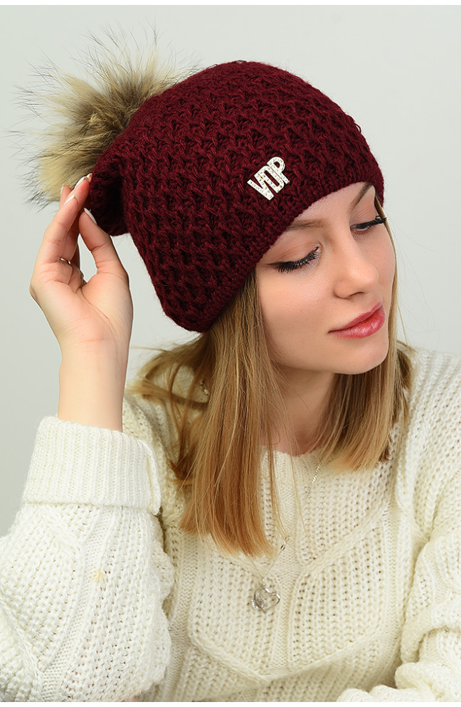 Шапка женская бордо 140665L