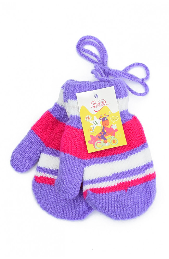 Варежки детские девочка сиреневые размер 1-2 года 140940L