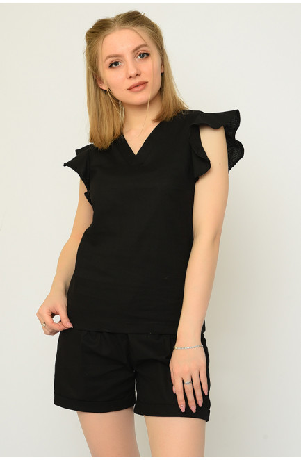 Костюм женский блуза+шорты черный 142926L