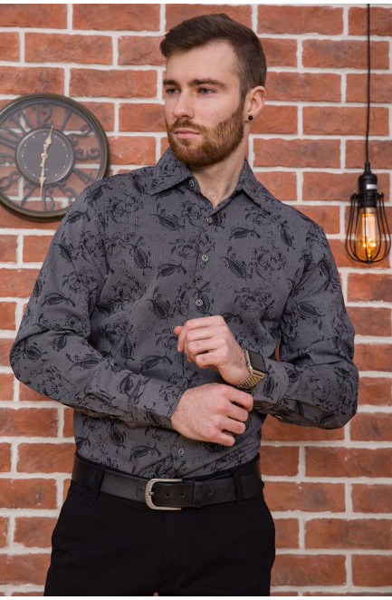 Рубашка мужская серая с черным 143873L