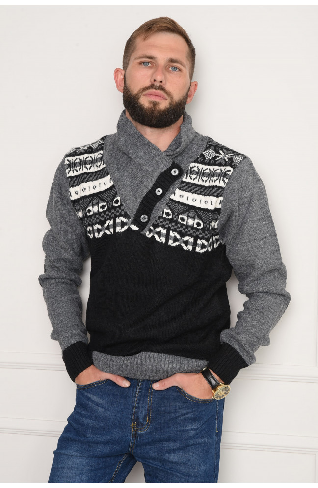 Свитер мужской батальный черный 146126L