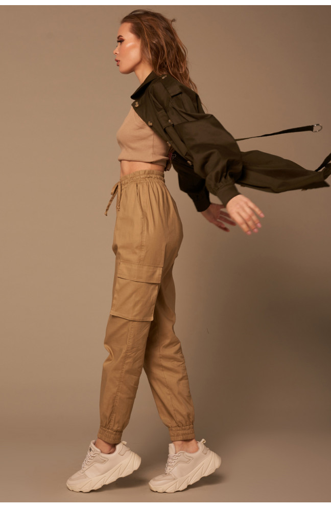 Брюки женские карго бежевые 146709L