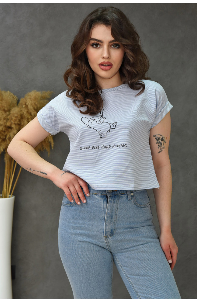 Футболка женская слон голубая р S-M 146829L