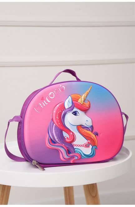 Сумка впереди уплотненная детская девочка фіолетовая с единорогом 149168L