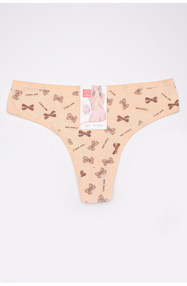 Стринги женские принт бантики коттон 149879L