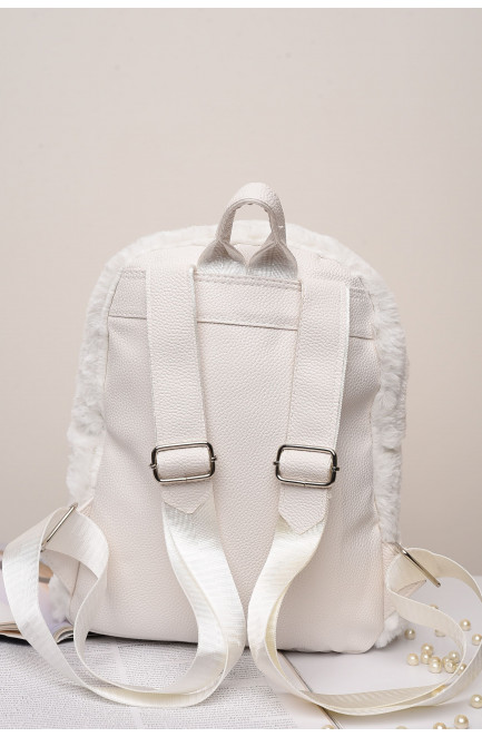 Рюкзак меховой детский с сердечком белый 150051L