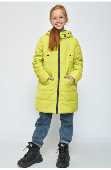 Ветровка удлиненная детская салатовая с капюшоном 150429L