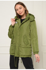 Куртка женская демисезон оливковая с капюшоном 150512L