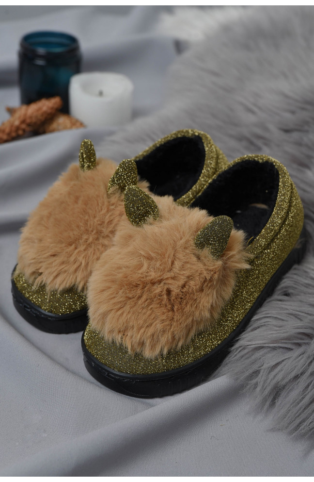 Тапочки детские с люрексом золотистые 150635L