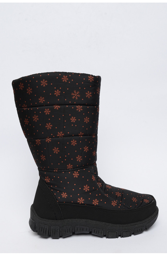 Дутики женские черные на молнии 150703L