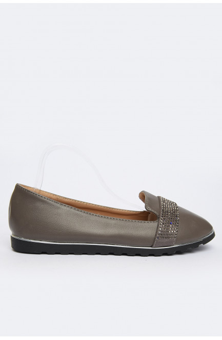 Балетки с украшением женские серые 150788L