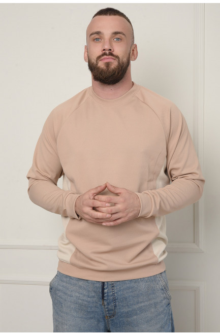 Свитшот мужской бежевого цвета с молочными вставками 151005L