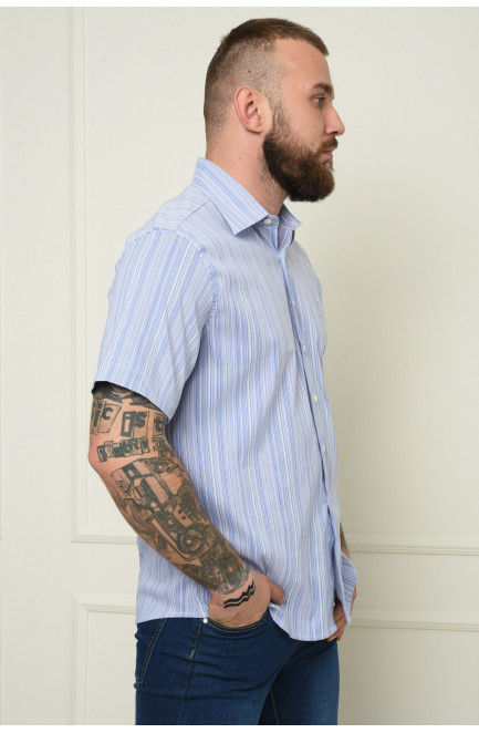 Рубашка мужская голубая в полоску летняя 151228L