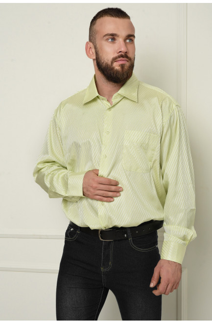 Рубашка мужская зеленая в полоску 151245L