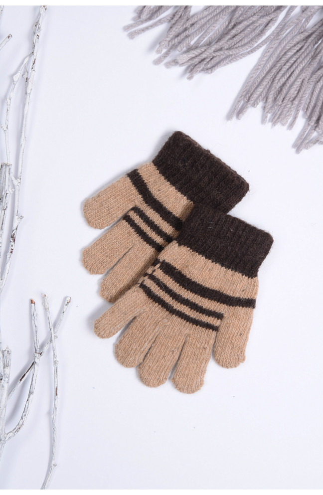 Перчатки  детские для мальчика коричневого цвета на 3-5 лет 151328L