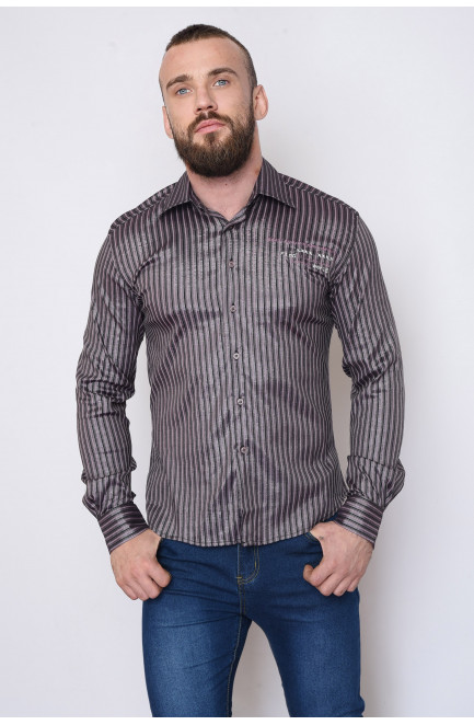 Рубашка мужская фиолетовая в полоску 151419L