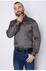 Рубашка мужская коричневая в полоску 151423L