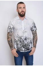 Рубашка мужская белая с серыми узорами размер М 151456L