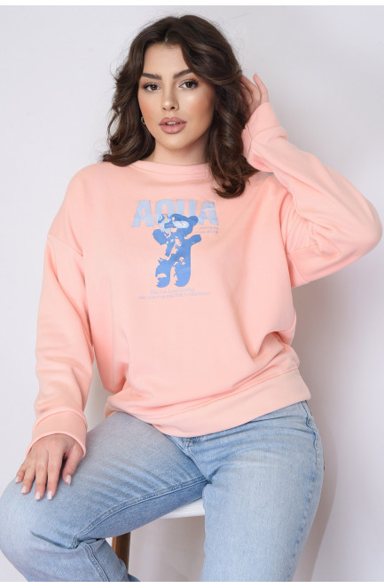 Свитшот утепленный женский светло -розового цвета размер  50-52 152066L
