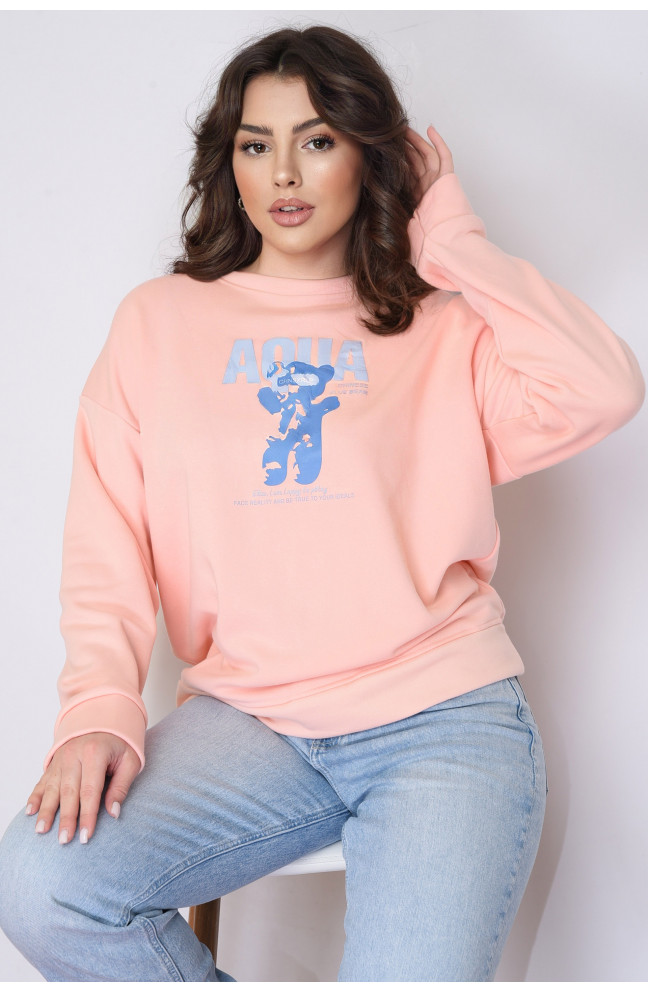 Свитшот утепленный женский светло -розового цвета размер  50-52 152066L