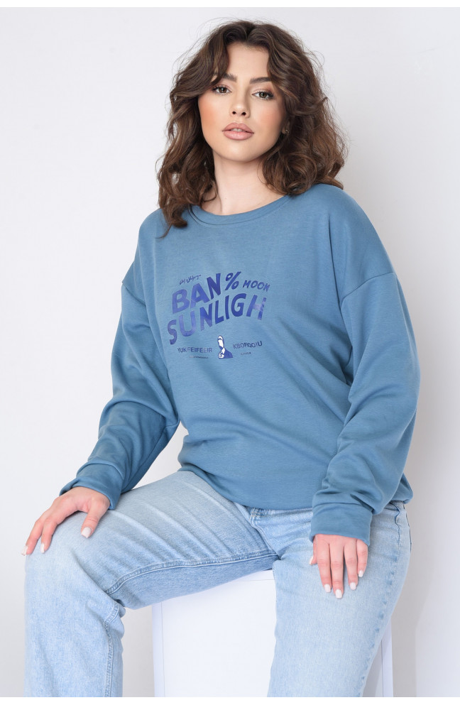 Свитшот утепленный женский синего цвета размер 50-52 152084L