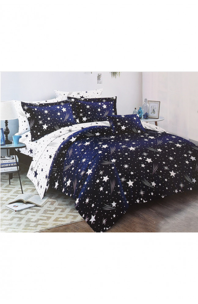 Комплект постельного белья сине-белого цвета полуторка 152262L