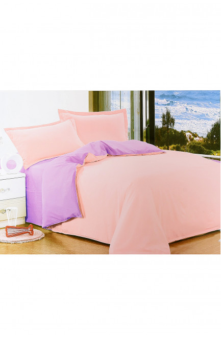 Комплект постельного белья розовый с фиолетовым евро 152426L