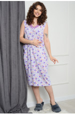 Ночная рубашка женская белого цвета с сиреневыми вставками размер 52 152542L