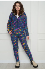 Спортивный костюм женский на флисе темно-синего цвета 152677L