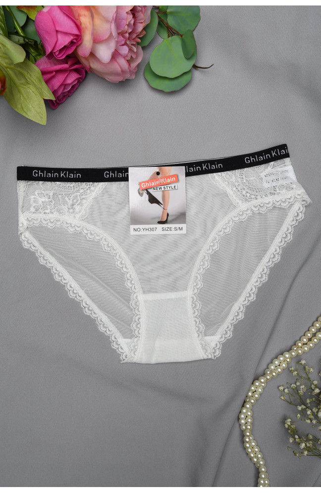 Трусы женские с кружевом белого цвета 152971L