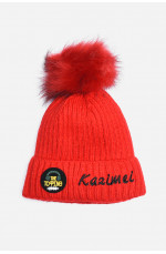 Шапка детская теплая красного цвета на 6-8 лет 153134L
