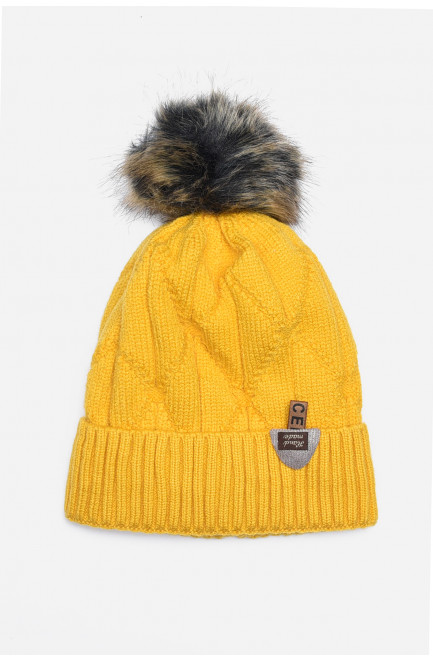 Шапка детская теплая горчичного цвета на 3-4 года 153233L