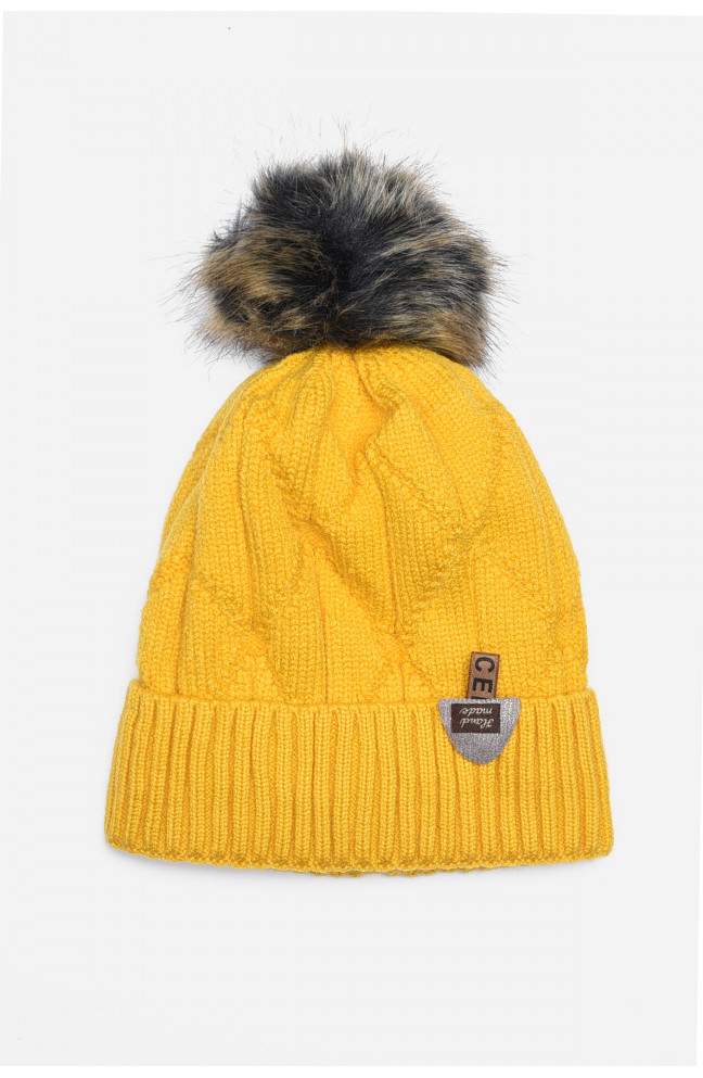 Шапка детская теплая горчичного цвета на 3-4 года 153233L