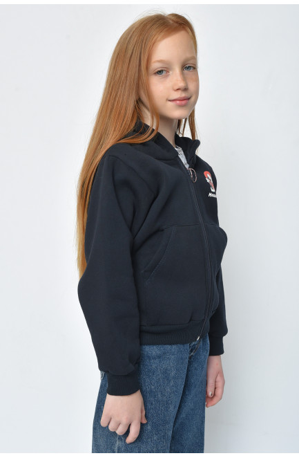 Спортивная кофта детская девочка на флисе черного цвета 153366L