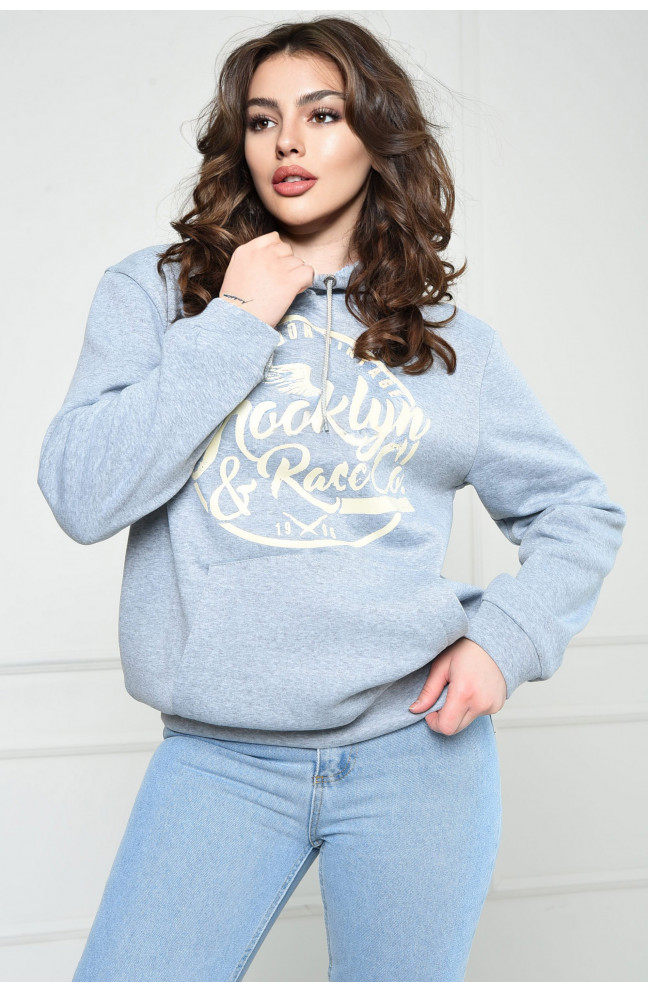 Худи женское на флисе серое 153384L
