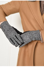 Перчатки женские текстильные на флисе черно-белого цвета 153399L