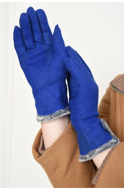 Перчатки женские текстильные синего цвета 153458L
