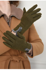 Рукавички жіночі текстильні зеленого кольору 153459L