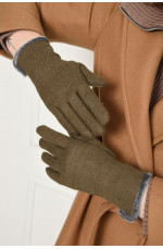 Перчатки женские текстильные цвета хаки 153477L